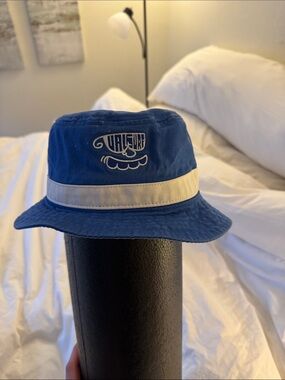 100% Cotton Blue Val Surf Bucket Hat with White Band